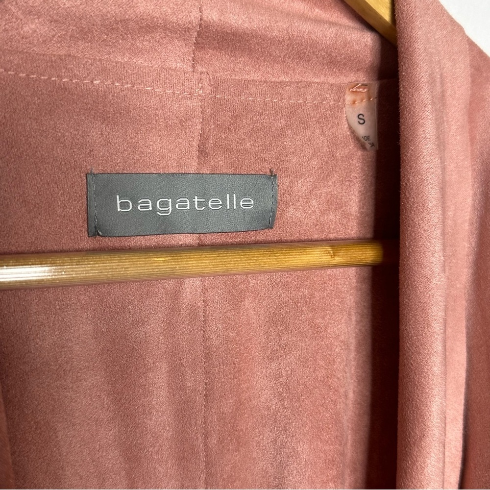 Like New Bagatelle Faux Suede Dusty Rose Draped Front Jacket s - Picture 9 of 11